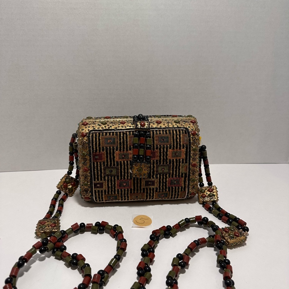 Mary Frances Motif Gold Clutch with Elegant Design